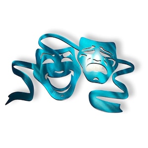 Drama theatre masks, smile now cry later metal wall hanging, gift for drama student, childs room decor