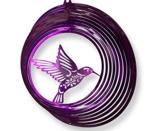 Floral hummingbird garden decor, metal wind spinner, garden wind spinner, porch decor, wind powered wind spinner