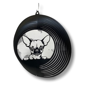 Adorable chihuahua metal art wind spinner, gift for chihuahua owner, metal art, garden art, windspinner, chihuahua home decor
