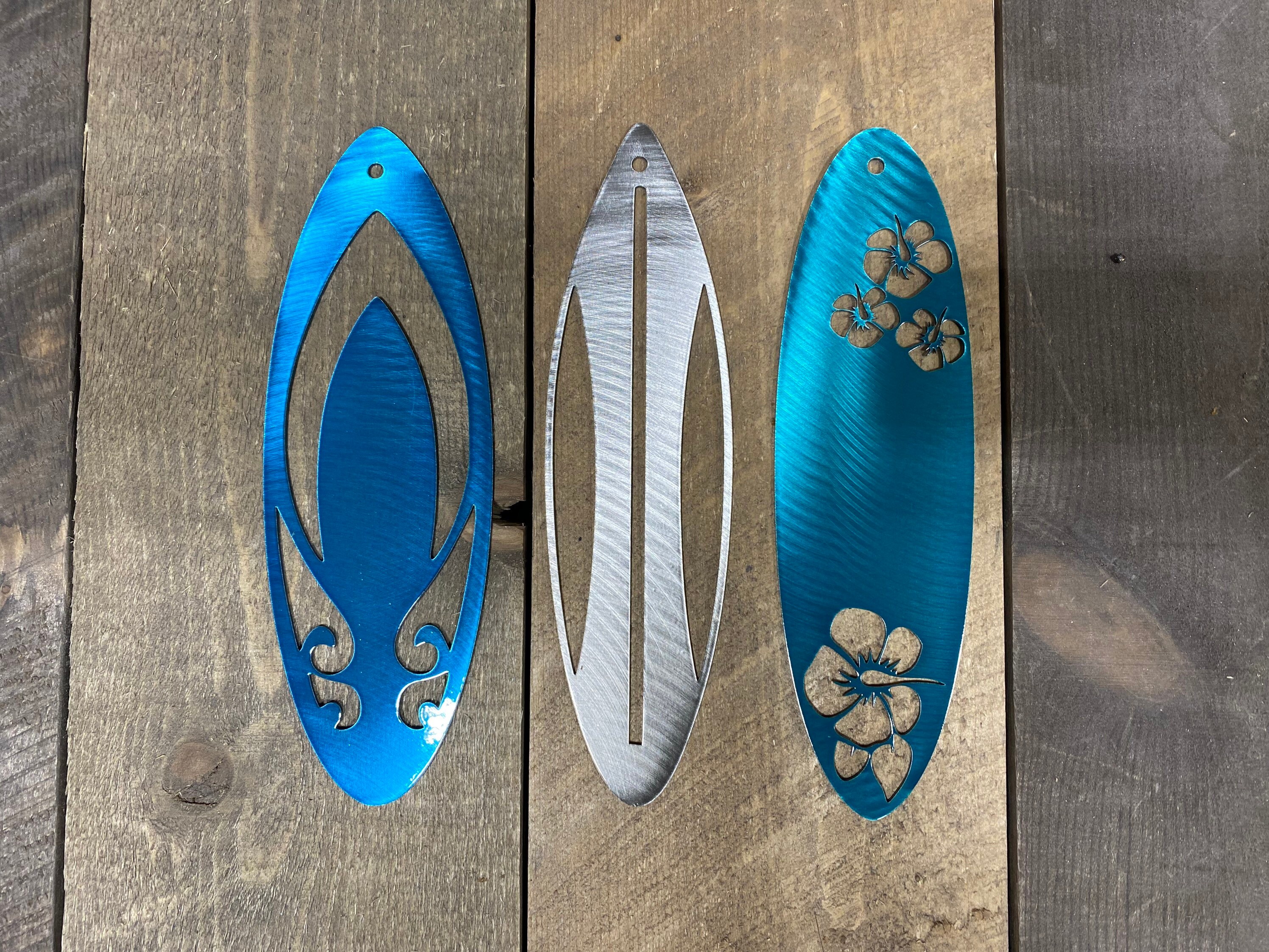 Surfboard wall hanging metal art BUNDLE beach house decor lake house decor coastal themed decor finding Nemo little mermaid decor