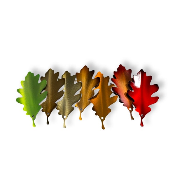 Autumn foliage oak leaf metal wall hanging.  Changing leaf colors, fall leaves, rustic home decor