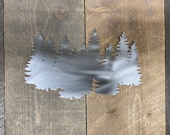 Metal pine trees, rustic metal wall hanging, cabin decor, metal tree wall accent, metal art lodge decor