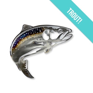 Trout metal art wall hanging, gift for fisherman, rainbow trout art, fly fishing, fly fisherman gift idea