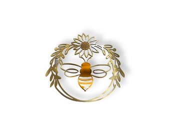Honey bee and sunflower metal wall hanging, rustic country home decor, gift for bee keeper, bee wall accent, sunflower wall accent