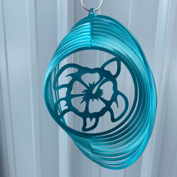 Sea turtle metal wind spinner, beach house decor, coastal themed decor, finding Nemo decor, children’s room decor