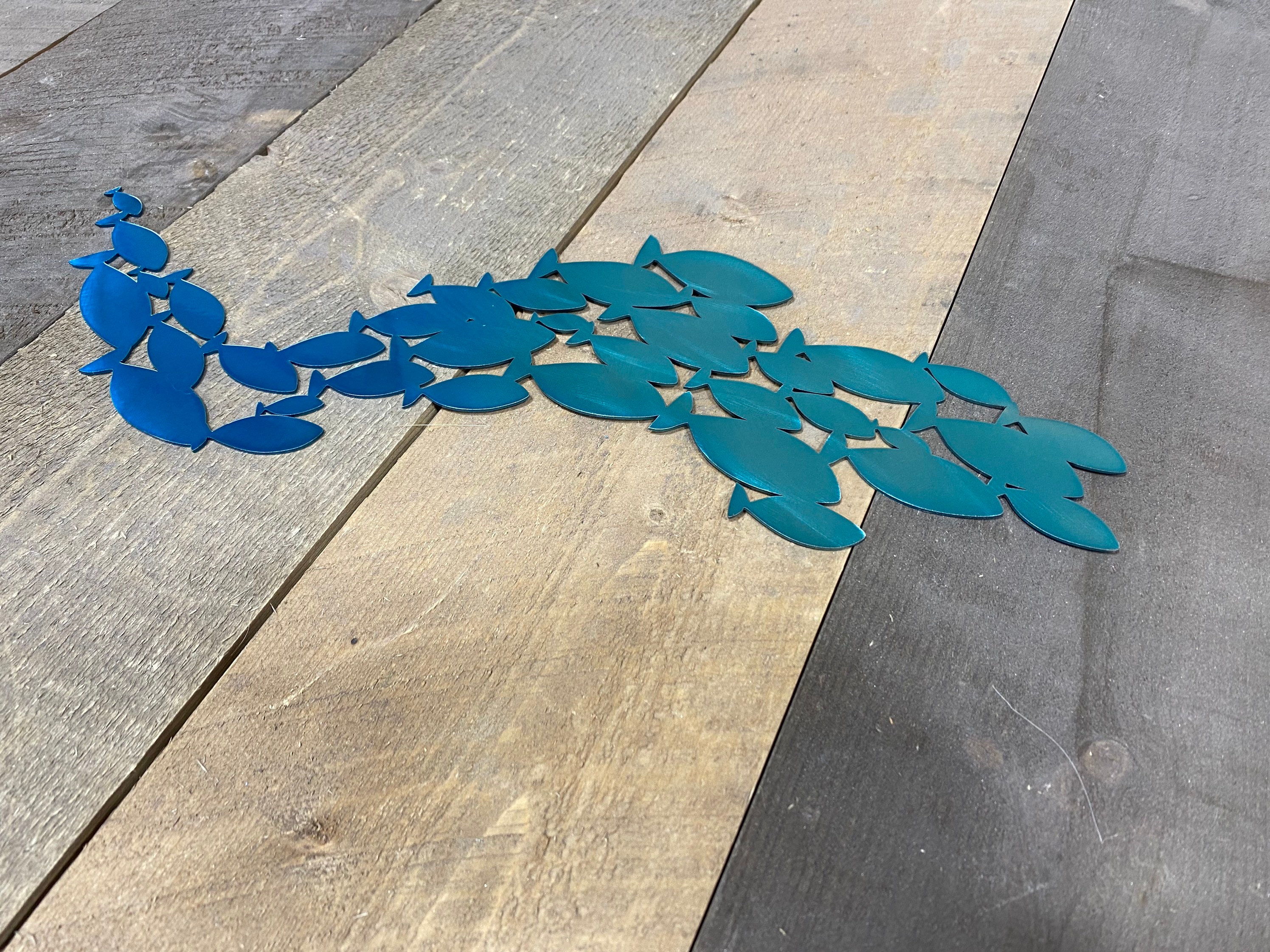 School of fish metal wall art coastal themed decor bathroom Etsy