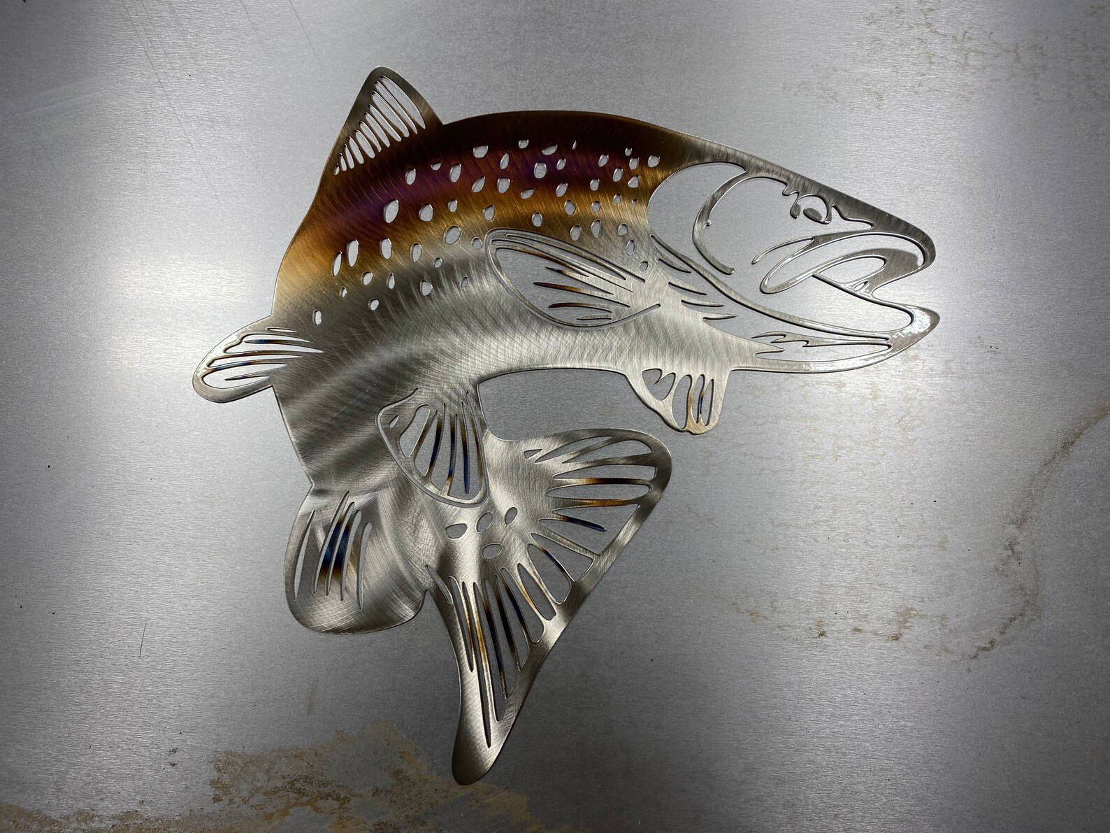 Trout Metal Art Wall Hanging, Gift for Fisherman, Rainbow Trout Art