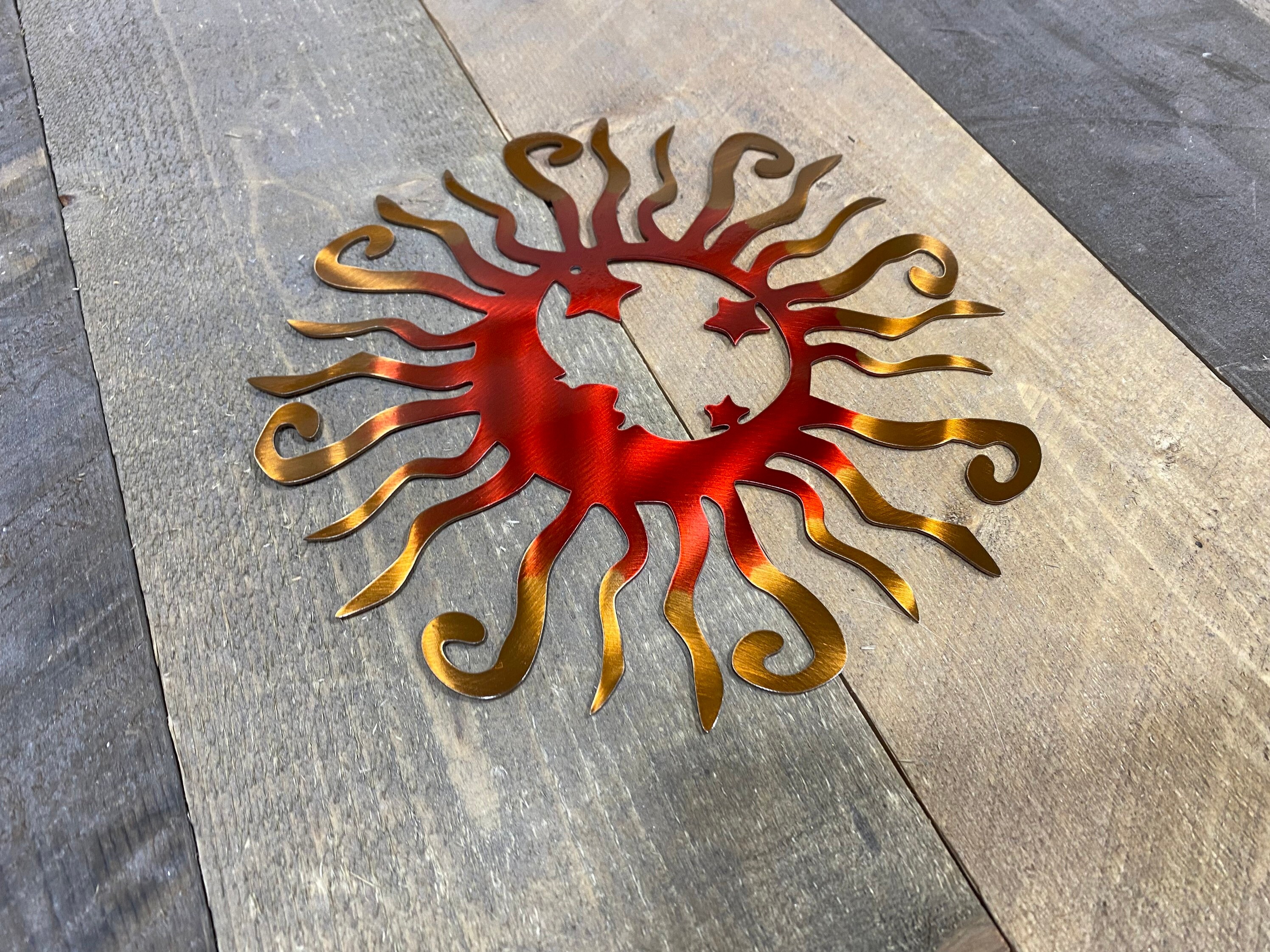 Retro Metal Sun Sun Metal Art Sun Metal Decor Rustic Metal Etsy