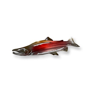 Salmon Metal Art, king salmon decor, chinook salmon decor, gift for fisherman, salmon fishing