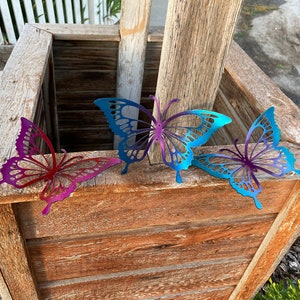 Colorful monarch butterfly fence decor, garden decorations, brightly colored butterflies, metal yard art for the home