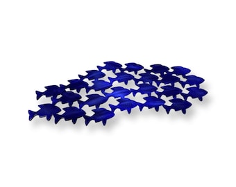 School of fish metal wall art, coastal themed decor, bathroom decor, beach house, pool house decor
