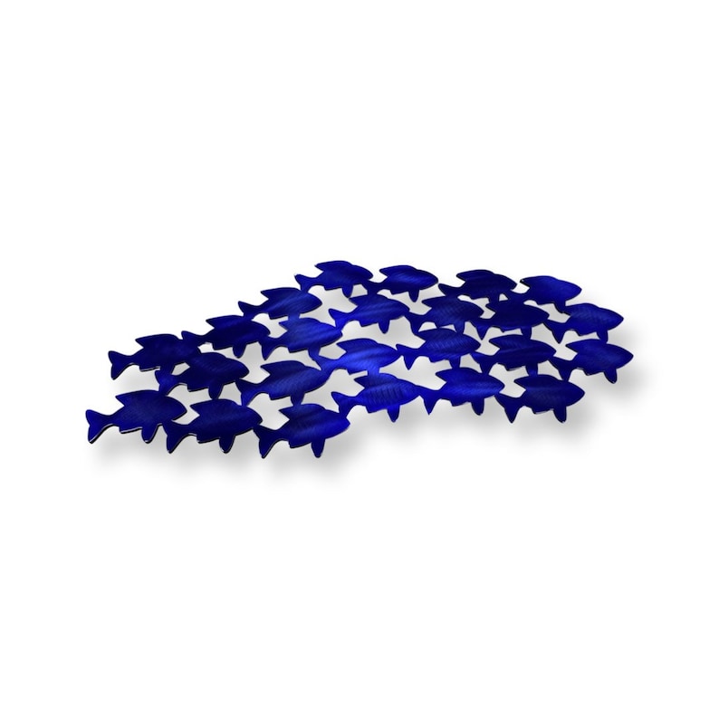 School of Fish Metal Wall Art Coastal Themed Decor Bathroom Etsy