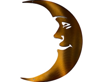 Classic happy moon metal garden yard art, lunar designs, celestial metal wall art