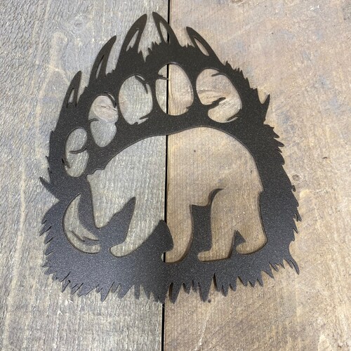 Bear Paw Metal Decor Cabin Accent Rustic Metal Decor Etsy