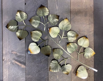 Aspen leaf and branch metal wall hanging, metal leaf art, autumn wall accent, fall leaves, changing color leaves, rustic home decor