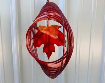 Maple leaf wind spinner, maple leaf art, north east gifts, fall decor, hello fall decor, maple decor