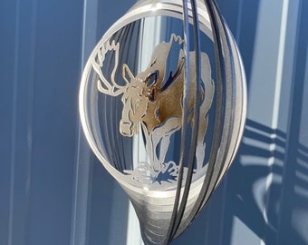 Metal Moose wind spinner, garden decor, wildlife decoration, moose metal art, garden decorations, wind sculpture
