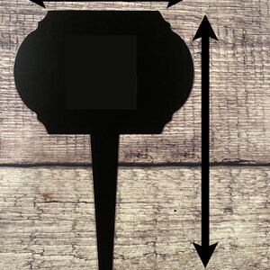 May include: Black metal garden stake with a 15.2 cm square opening and a 25 cm long stake.