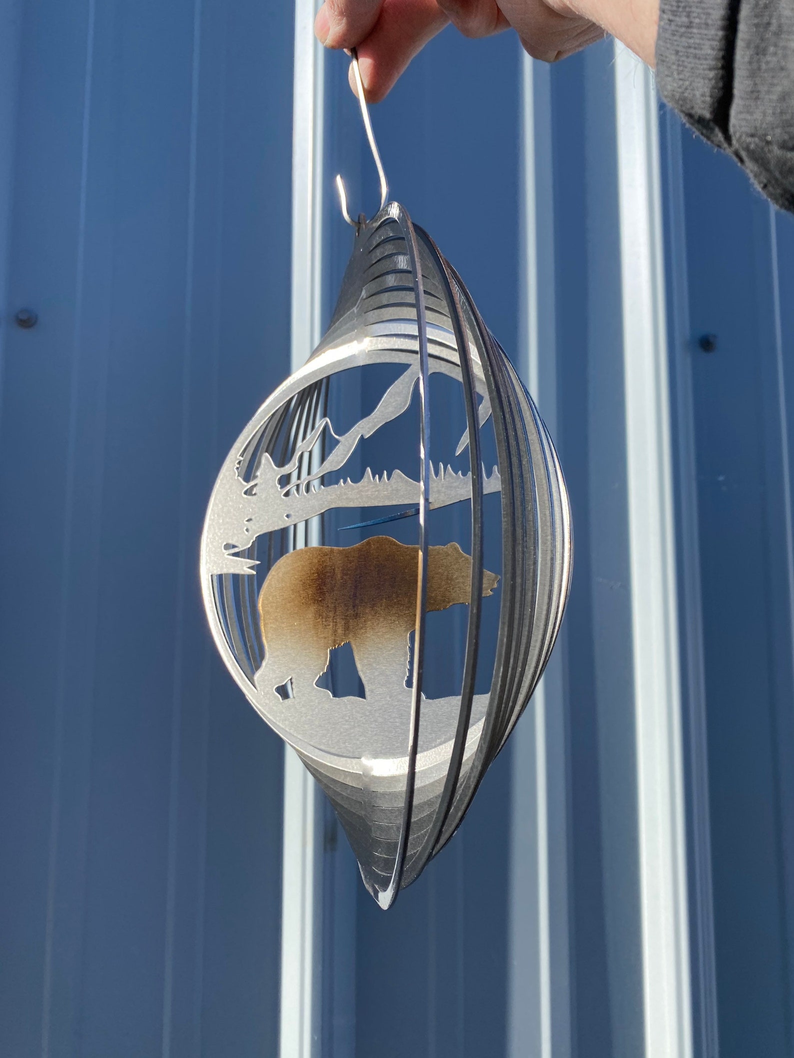 Bear Wind Spinner Grizzly Bear Metal Art Garden Decor Etsy