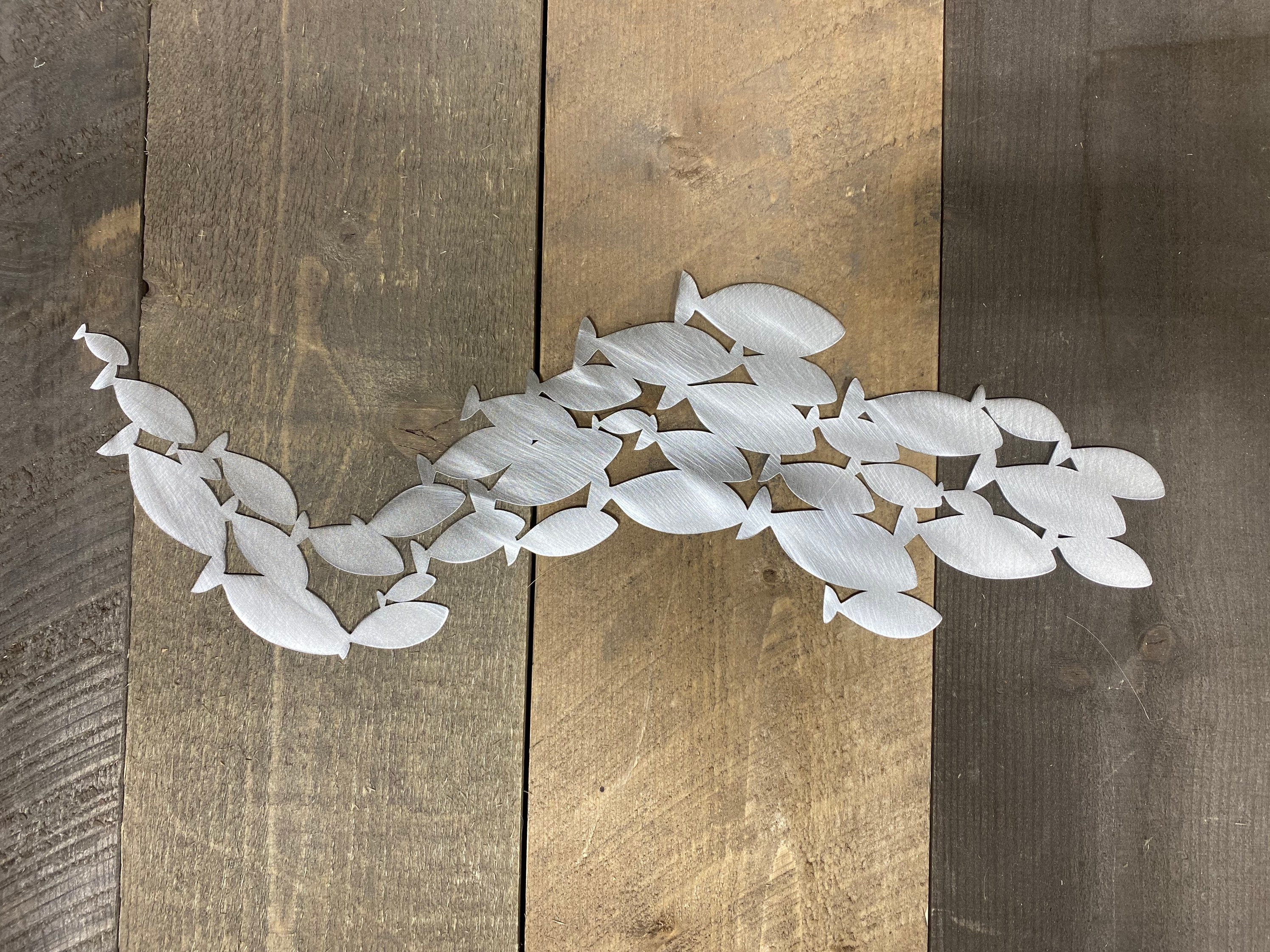 School of fish metal wall art coastal themed decor bathroom Etsy