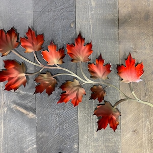 Maple leaf and branch metal wall hanging, metal leaf art, autumn wall accent, fall leaves, changing color leaves, rustic home decor