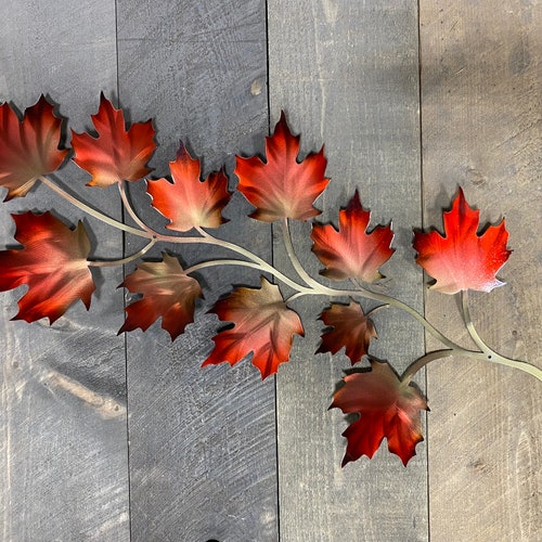 Maple Leaf Metal Wall Hanging Metal Leaf Art Autumn Wall Etsy