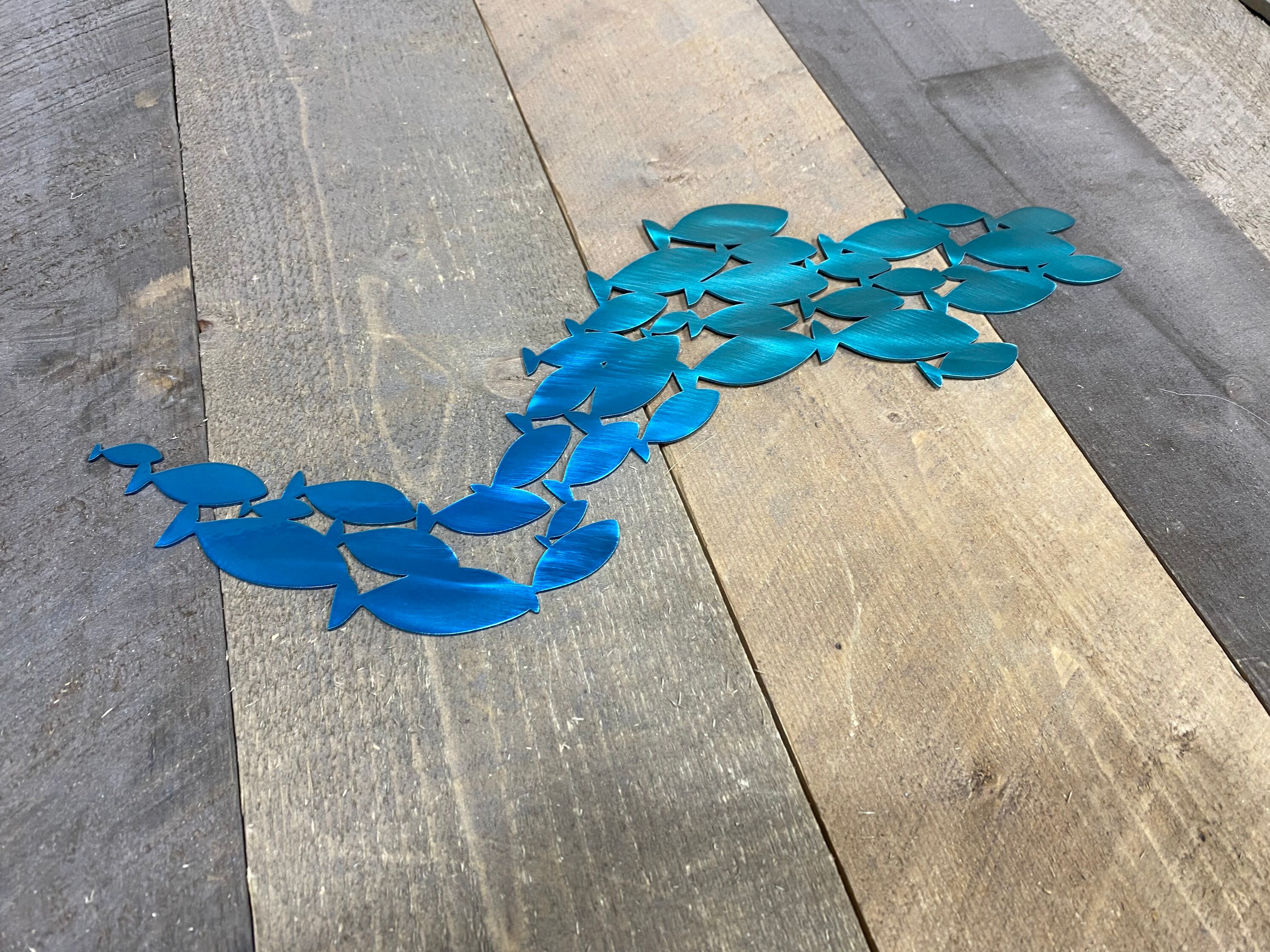 School of fish metal wall art coastal themed decor bathroom Etsy