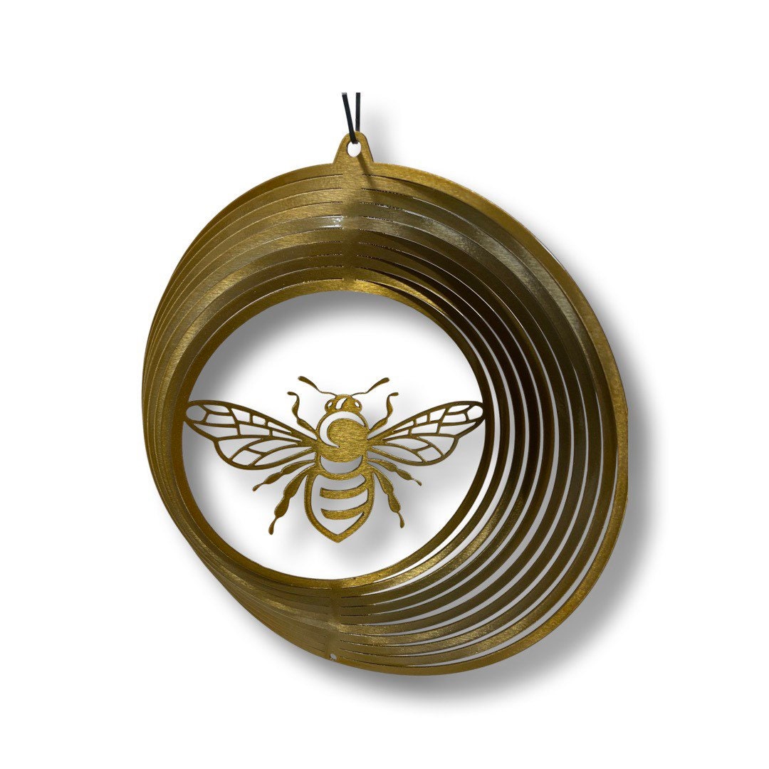Honey bee metal art wind spinner, honey bee decor, gift for gardener, garden decorations, honey bee garden accent