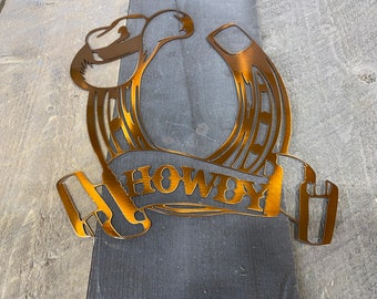 Horseshoe metal art, western metal art, rustic metal decor, metal wall hanging