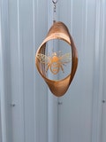 Honey bee metal art wind spinner, honey bee decor, gift for gardener, garden decorations, honey bee garden accent
