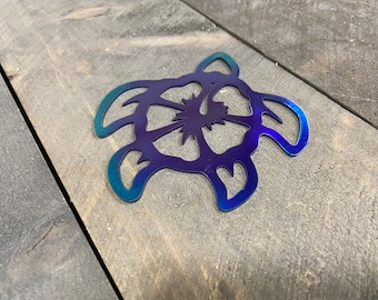 Sea turtle hibiscus metal decor, beach house decor, coastal themed decor, metal art poolside art