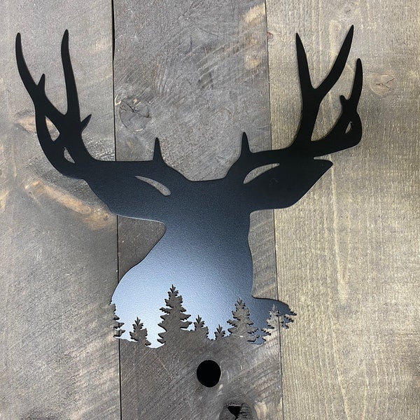 Deer metal art wall hanging, deer hunter gift, the great outdoors, deer metal wall accent, buck deer, cabin decor, rustic wall hanging