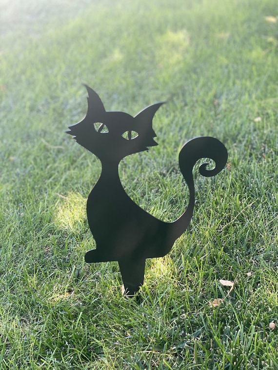 Black cat Halloween decor yard stake, sweet kitty, black cat decor