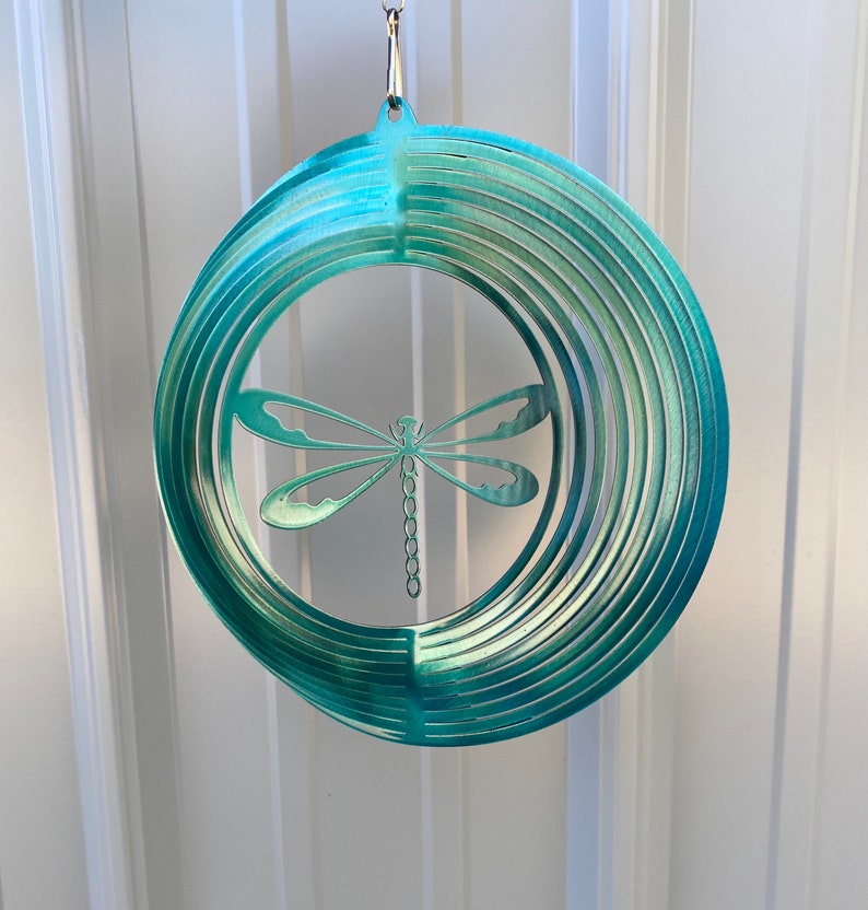 Dragonfly wind spinner metal garden art, garden decor, dragonflies, yard art yard ornaments, gardening decor image 1