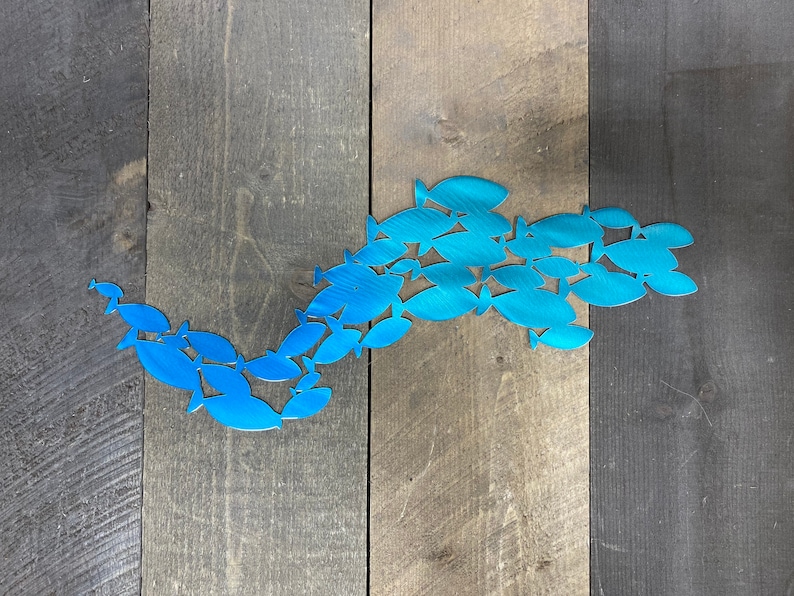 School of Fish Metal Wall Art Coastal Themed Decor Bathroom Etsy