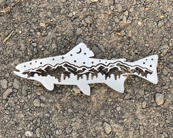 Trout metal wall decor, salmon wall decor, cabin decor, rustic home decor, gift for fisherman, wilderness themed decor, salmon fishing