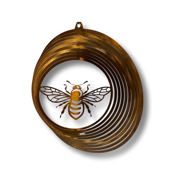 Honey bee metal art wind spinner, honey bee decor, gift for gardener, garden decorations, honey bee garden accent