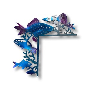 Ocean fish metal door frame decoration, coastal themed decor, ocean themed Children’s room decor, pool house, beach house, classroom decor