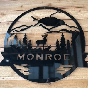 Buck and Doe Monogram, Family Name, Metal Wall Hanging