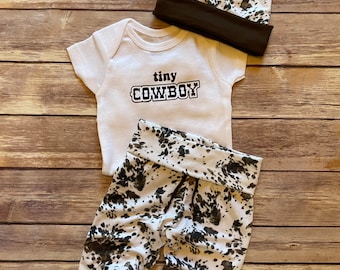 NEW**Tiny Cowboy + Cowhide Joggers Baby Boy