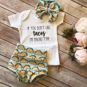 NEW** Baby Girl Soft Knit Bummies and Bow Set - TACO love