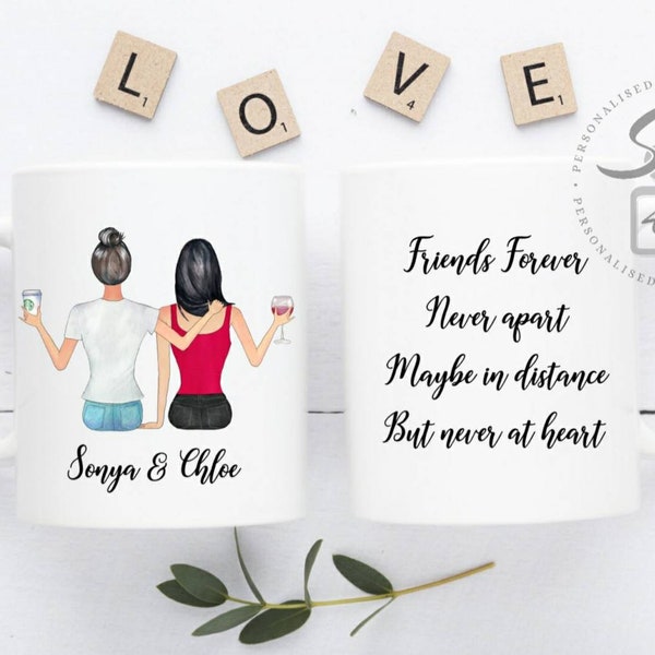 Mug meilleur ami, BBF, cadeau meilleur ami, cadeau meilleur ami, cadeau sœurs, anniversaire d'un ami, cadeau personnalisé, tasse personnalisée.