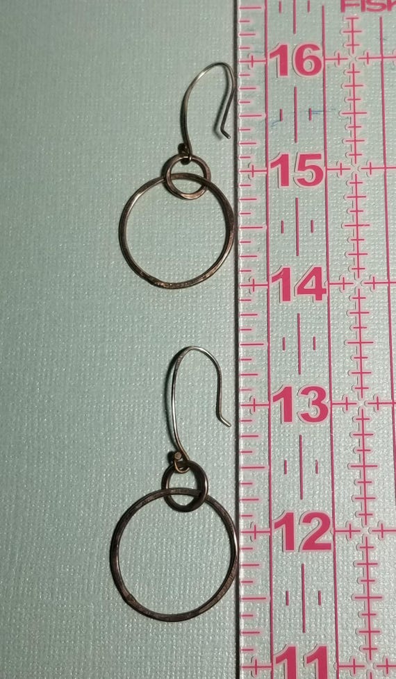 Sterling Silver Primitive Hammered Loop Earrings … - image 4