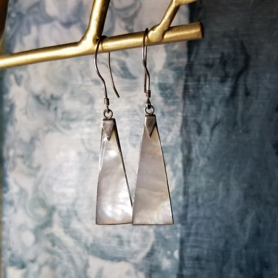Vintage Silver MOP Earrings, SW Style NA Handmade… - image 6