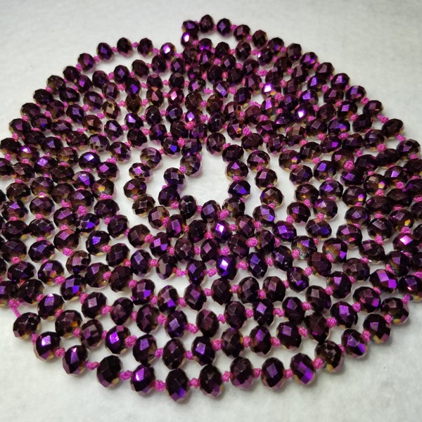 Stunning Purple Fuschia Multitone AB Crystal Beads, 100 Inch Strand, Use for Necklace or Beads for Crafting, Jewelry making