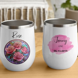 Personalized Wine Tumbler Carnation,Bridesmaid Gift,Bridesmaid Proposal,Personalized Wine Glasses, Custom Wine Glasses,Custom Wine Tumbler