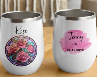 Personalizowany kieliszek do wina Goździk, Prezent dla druhny, Propozycja dla druhny, Personalizowane kieliszki do wina, Niestandardowe kieliszki do wina, Niestandardowy kieliszek do wina