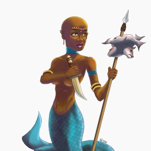 Hunter Mermaid Illustration l Collection l Poster l Wall Art l Digital Painting l Inspirational