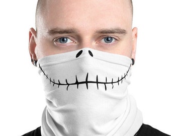Jack Skellington  All-Over Print Neck Gaiter l Face Mask l Face Covering l Headband l Bandana l Balaclava l Neck Warmer l Bandit Mask