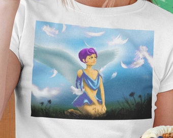 Purple Hair Unisex Heavy Cotton T-Shirt (Angel Collection)